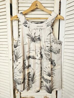 Harley Davidson Custom Hawaiian Print Flowy Rayon Tank Top Grey Mix Small